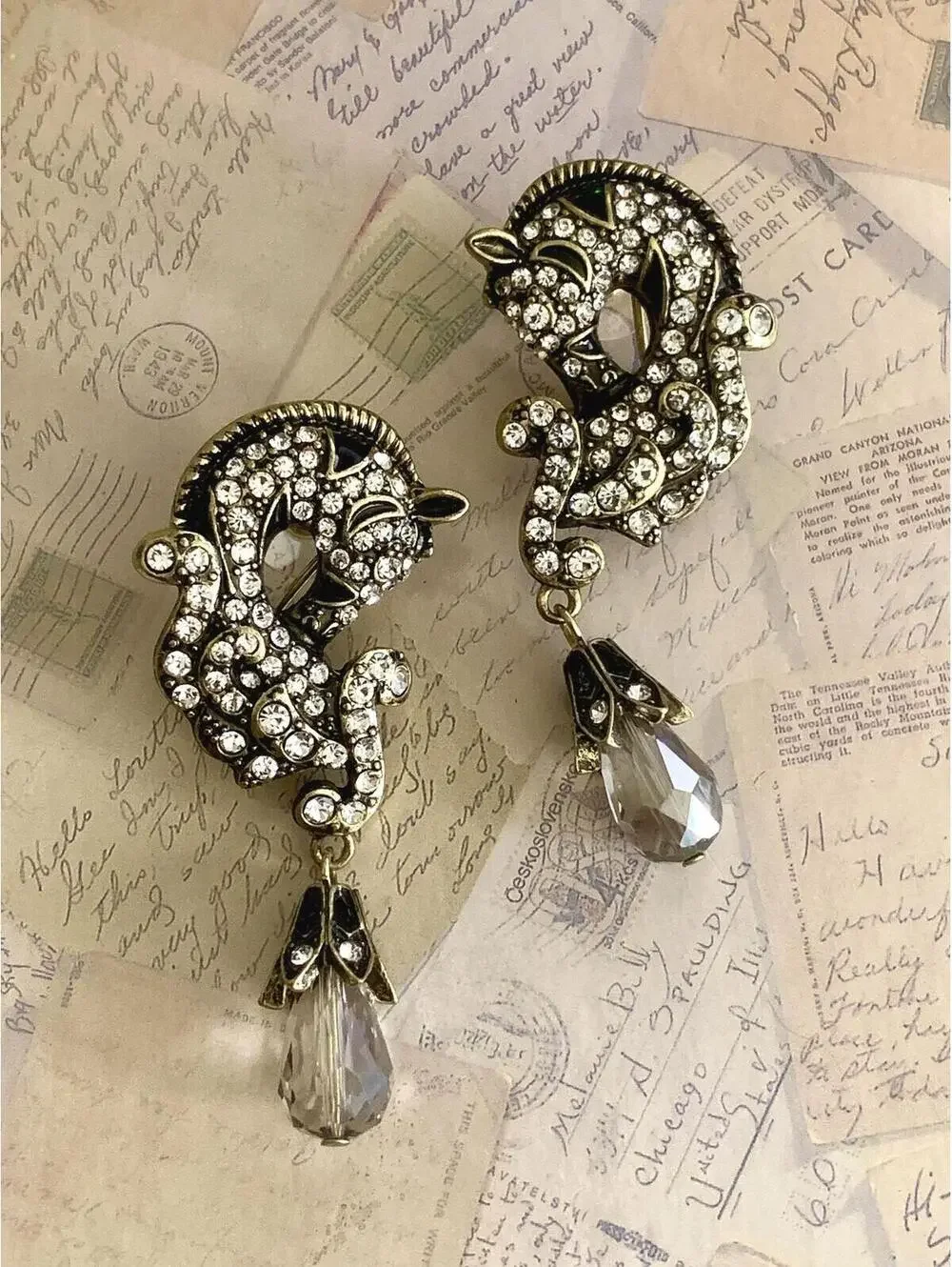 Magnificent Rhinestone Equestrian Statement Teardrop Crystal Earrings!!!